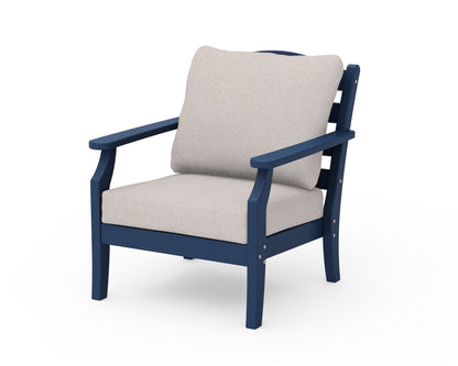 Draper James™ by  POLYWOOD® Savannah Deep Seating Chair in Navy / Dune Burlap