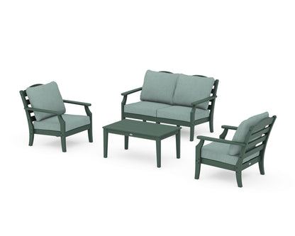 Draper James™ by  POLYWOOD® Savannah 4-Piece Deep Seating Set with Loveseat in Green / Glacier Spa