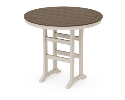 POLYWOOD® Nautical Trestle 48" Round Bar Table in Sand / Kona