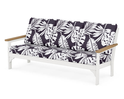 POLYWOOD® Vineyard Deep Seating Sofa in White / Natural / Leaf Navy