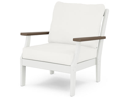 POLYWOOD® Braxton Deep Seating Chair in White / Kona / Natural Linen
