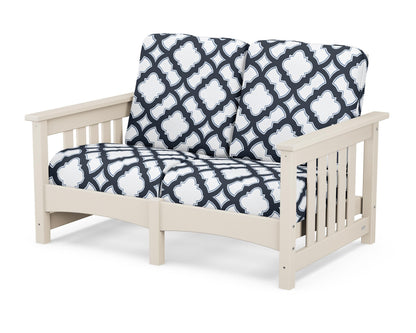 POLYWOOD® Club Mission Loveseat in Sand / Trellis Marine Indigo