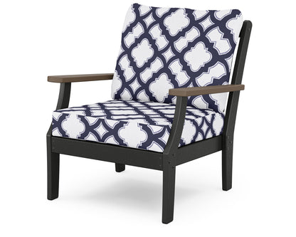 POLYWOOD® Braxton Deep Seating Chair in Black / Kona / Trellis Navy