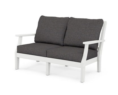 Martha Stewart by POLYWOOD® Chinoiserie Deep Seating Loveseat in White / Ash Charcoal