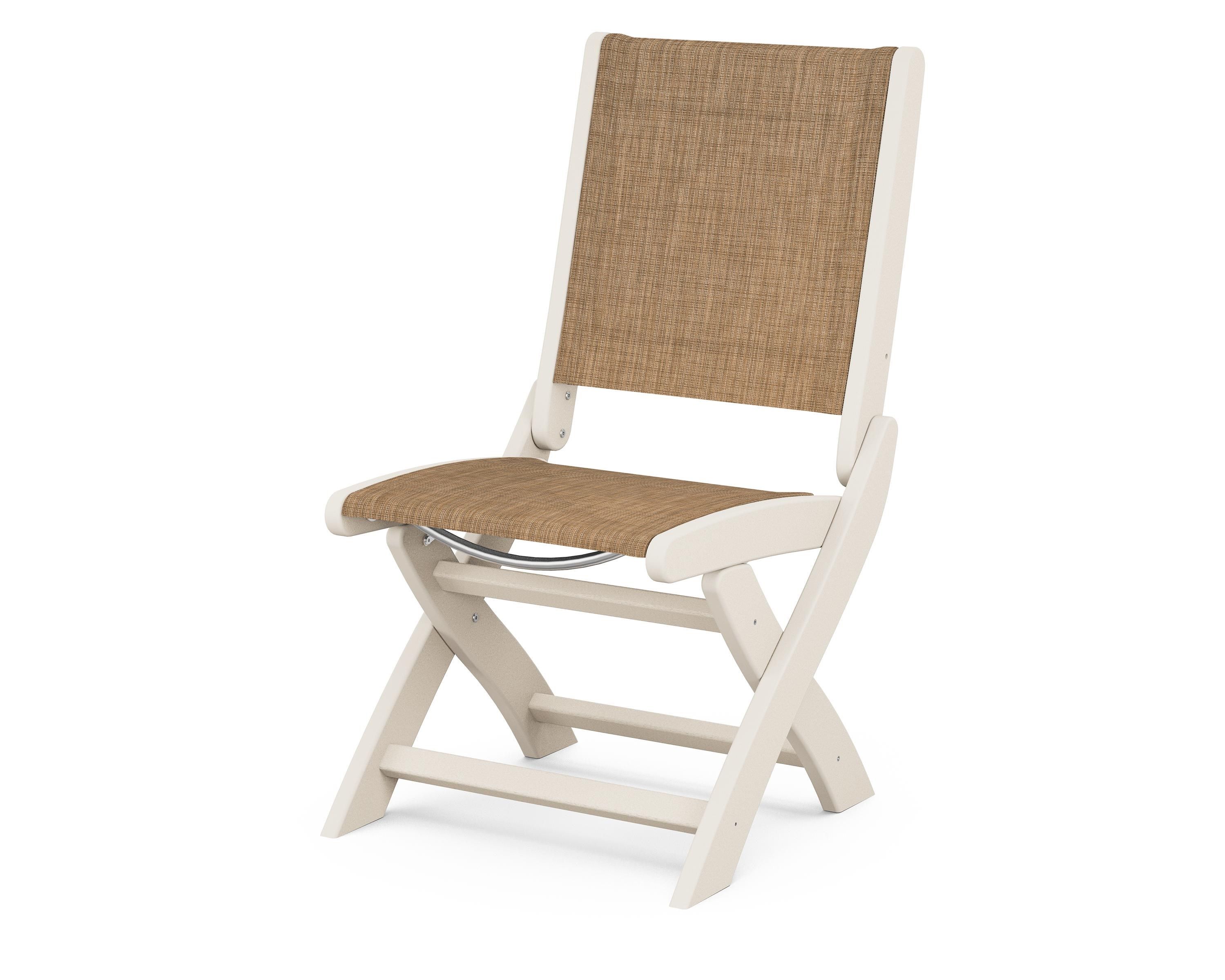 POLYWOOD® Coastal Folding Side Chair in Sand / Burlap Sling