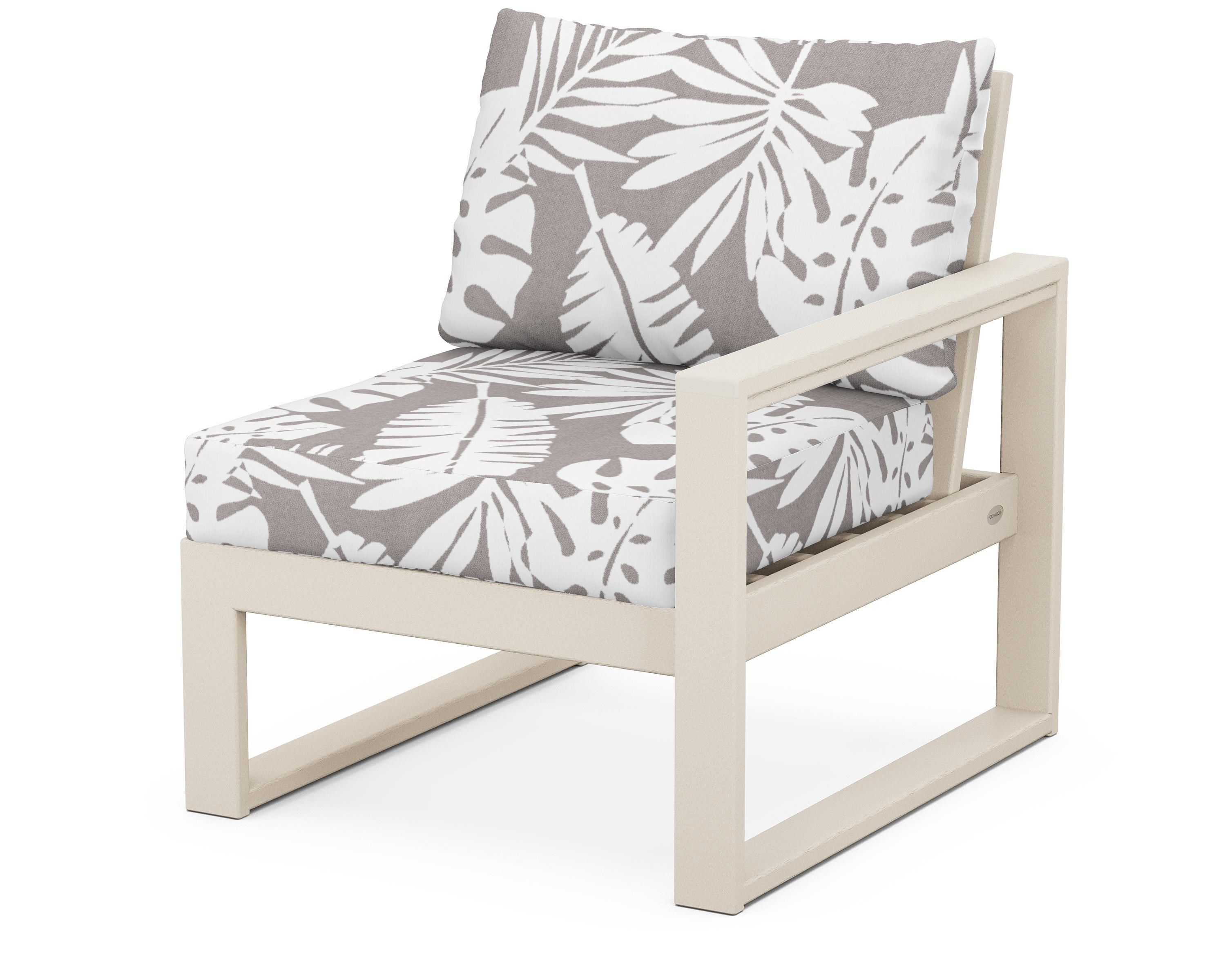 POLYWOOD® EDGE Modular Right Arm Chair in Sand / Leaf Grey Mist