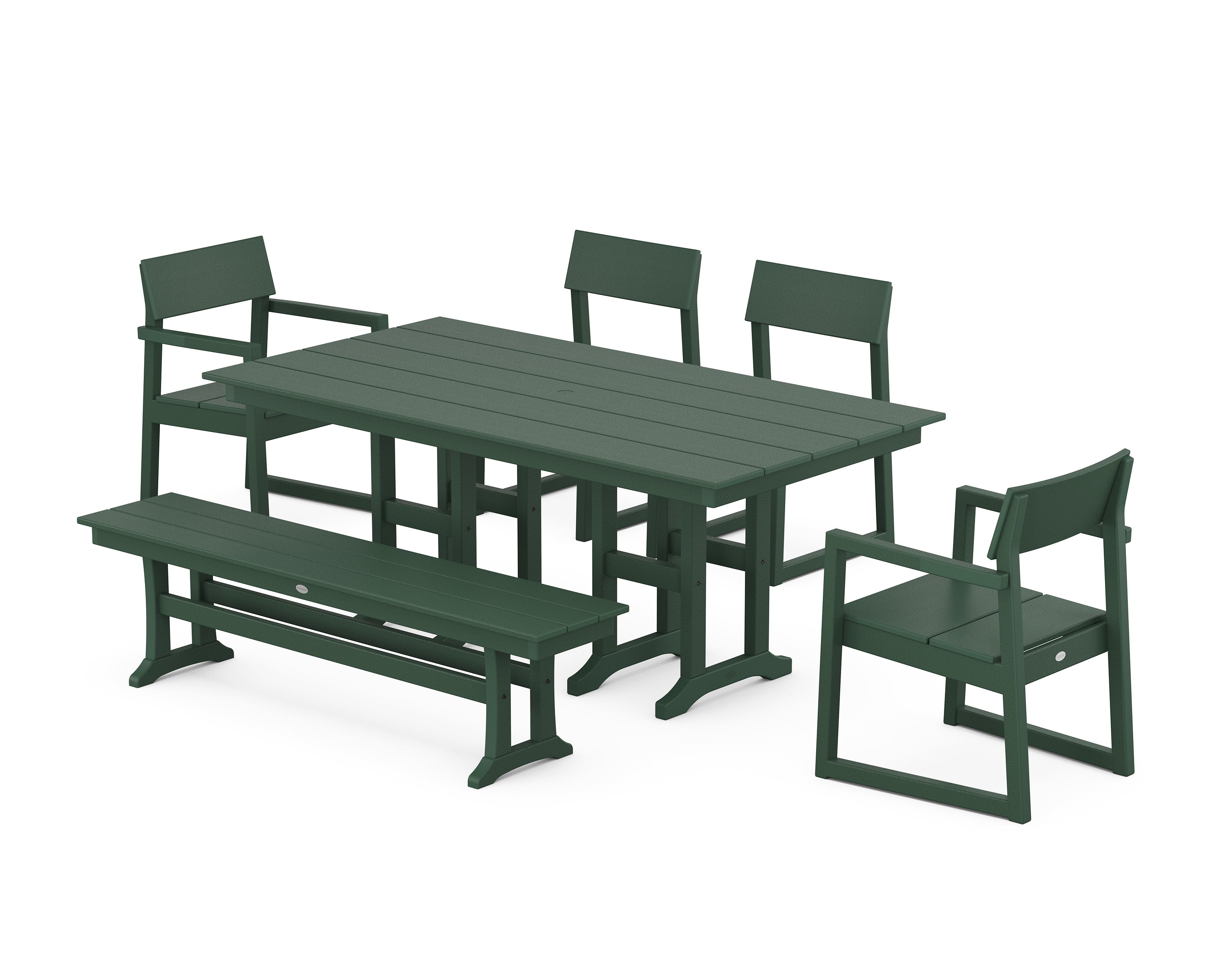 POLYWOOD® EDGE 6-Piece Farmhouse Dining Set in Green