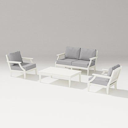 PW Designer Series Estate Lounge 4-Piece Loveseat Set in Vintage White / Granite