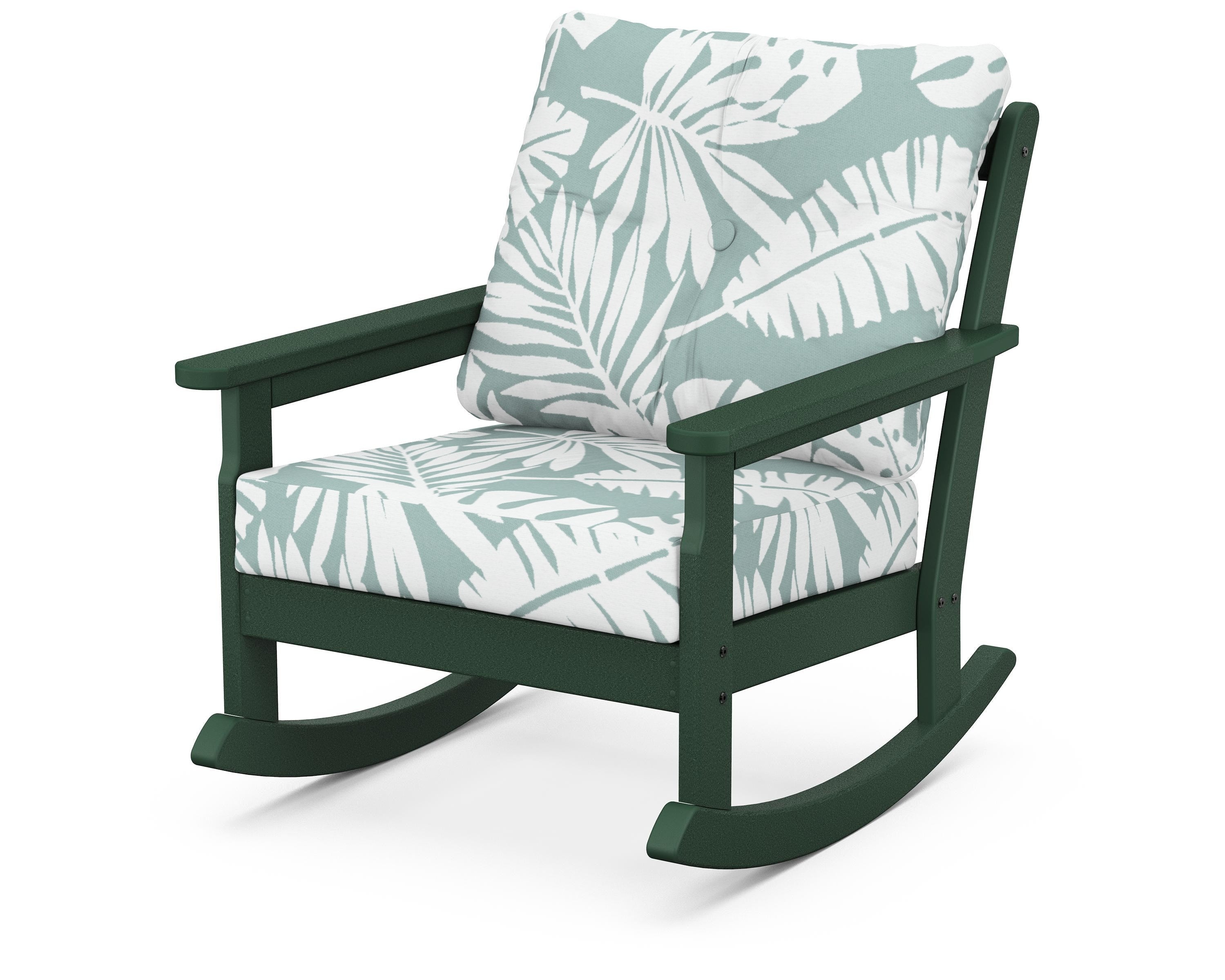 POLYWOOD® Vineyard Deep Seating Rocking Chair in Green / Leaf Glacier Spa