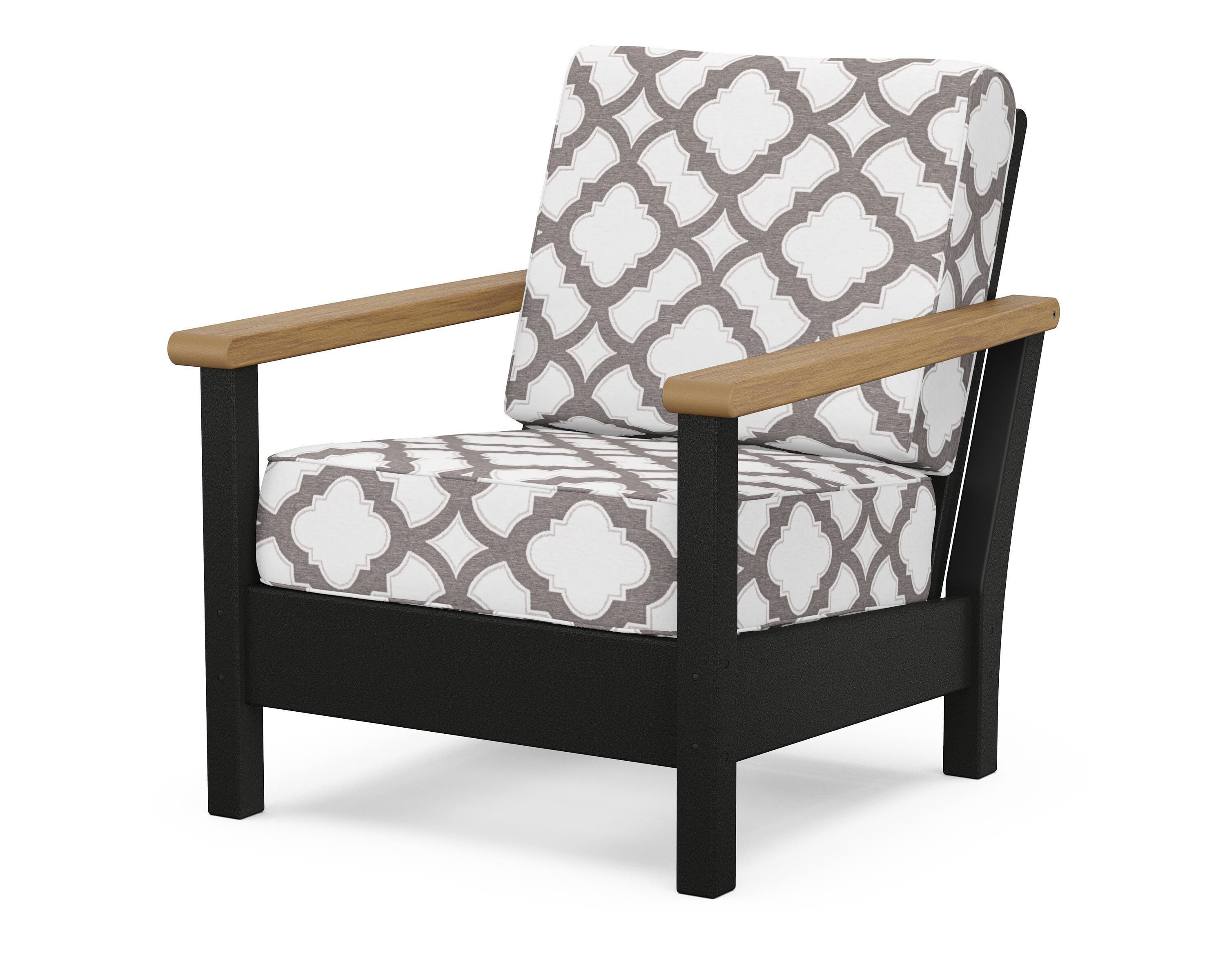 POLYWOOD® Harbour Deep Seating Chair in Black / Natural / Trellis Grey Mist