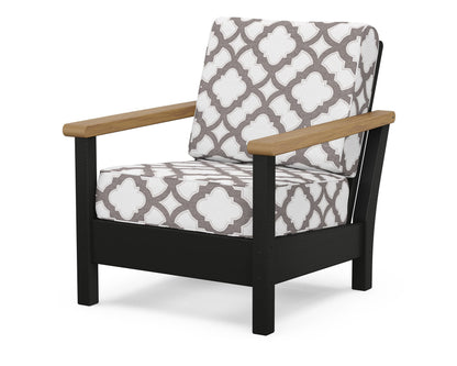 POLYWOOD® Harbour Deep Seating Chair in Black / Natural / Trellis Grey Mist