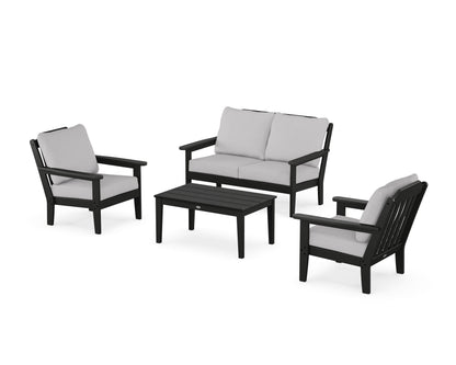 Country Living Cottage 4-Piece Deep Seating Set with Loveseat in Black / Granite