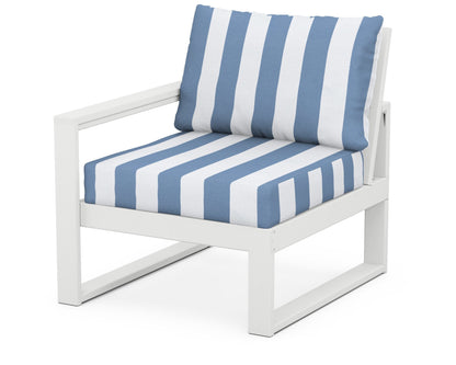 POLYWOOD® EDGE Modular Left Arm Chair in White / Cabana Stripe Sky Blue