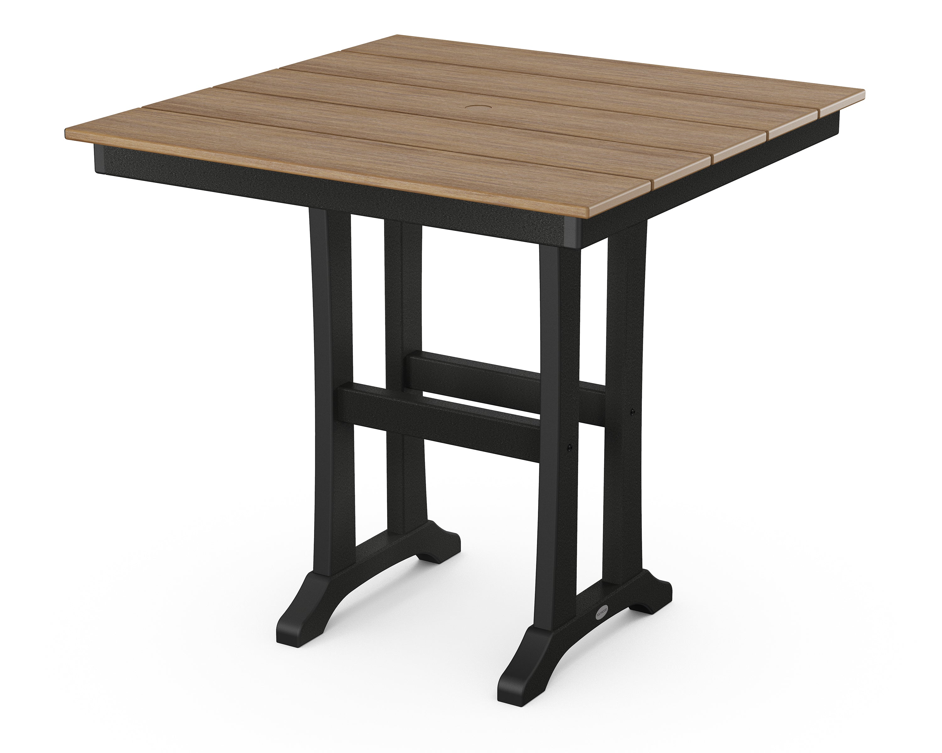 POLYWOOD® Farmhouse Trestle 37" Counter Table in Black / Natural