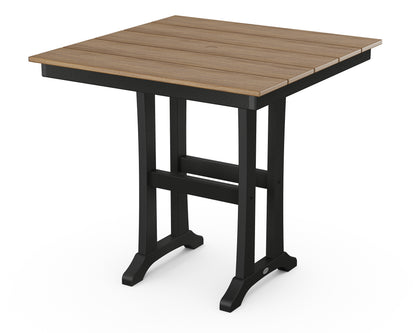 POLYWOOD® Farmhouse Trestle 37" Counter Table in Black / Natural