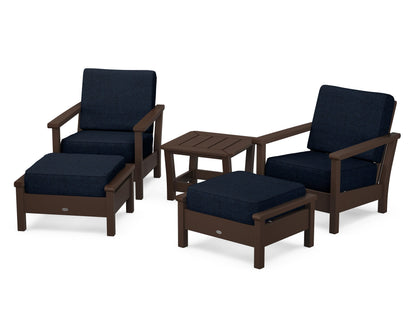 POLYWOOD® Harbour 5-Piece Deep Seating Chair Set in Mahogany / Marine Indigo