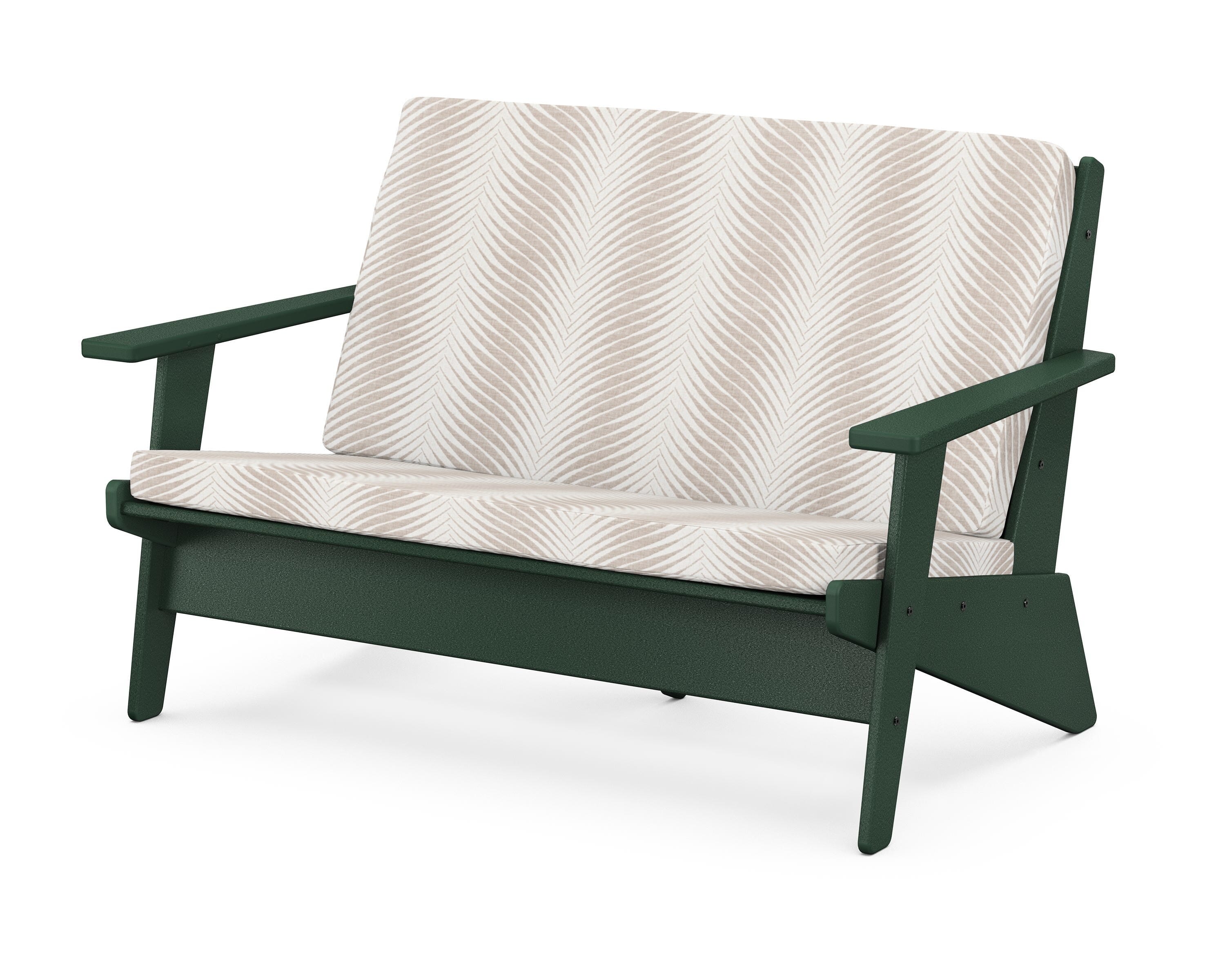 POLYWOOD® Riviera Modern Lounge Loveseat in Green / Clock Out Cloud