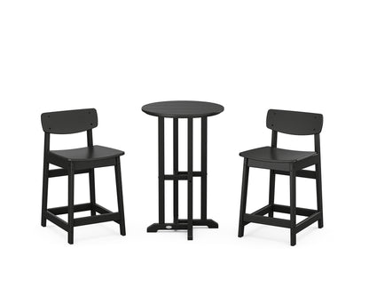 POLYWOOD® Modern Studio Urban Lowback 3-Piece Bistro Counter Set in Black