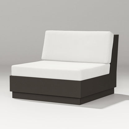 PW Designer Series Elevate Modular Armless Chair in Vintage Coffee / Natural Linen