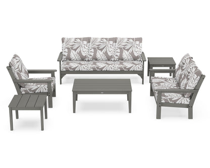 POLYWOOD® Vineyard 6-Piece Deep Seating Set in Slate Grey / Leaf Grey Mist