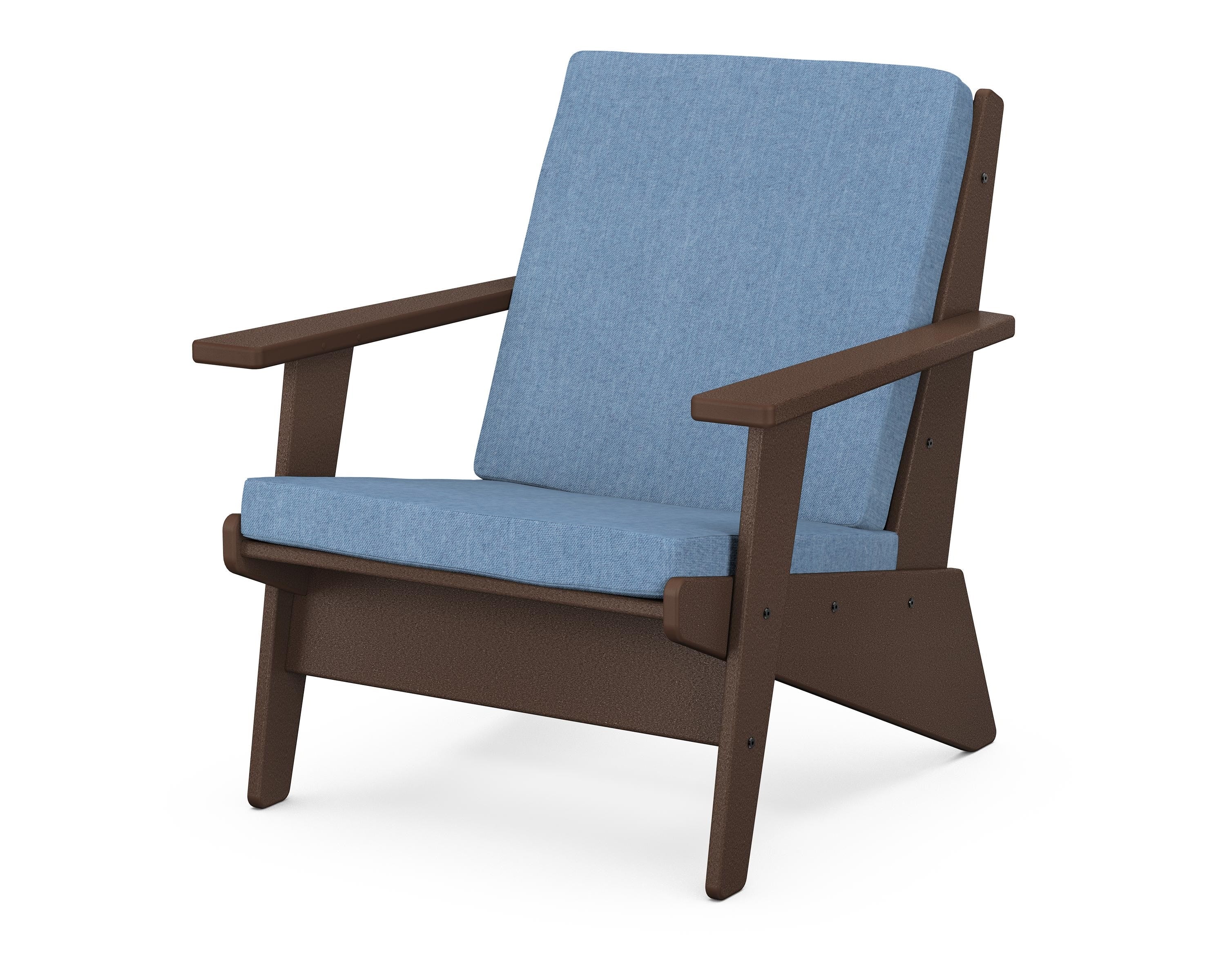 POLYWOOD® Riviera Modern Lounge Chair in Mahogany / Sky Blue