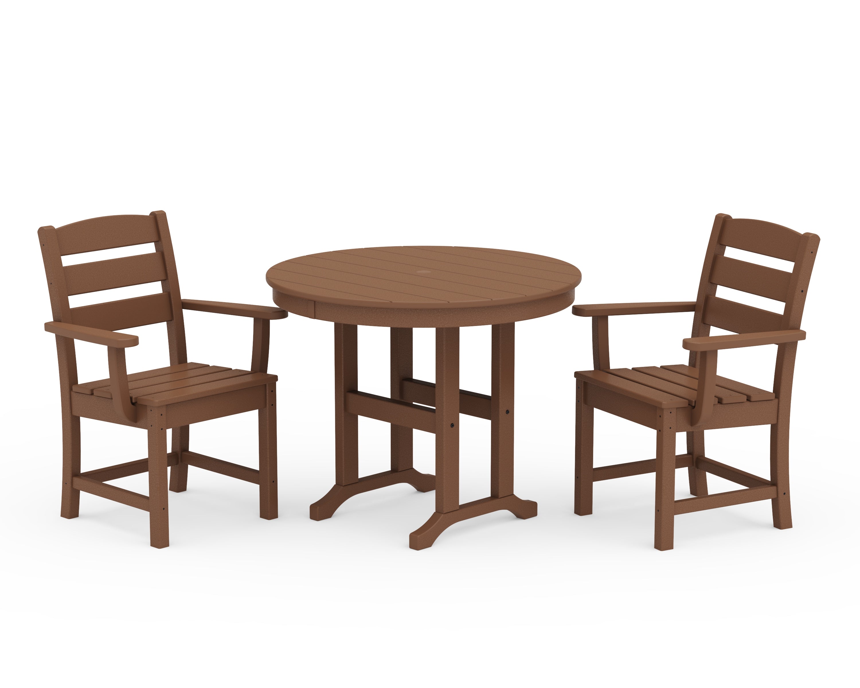 POLYWOOD® Lakeside 3-Piece Round Dining Set in Teak