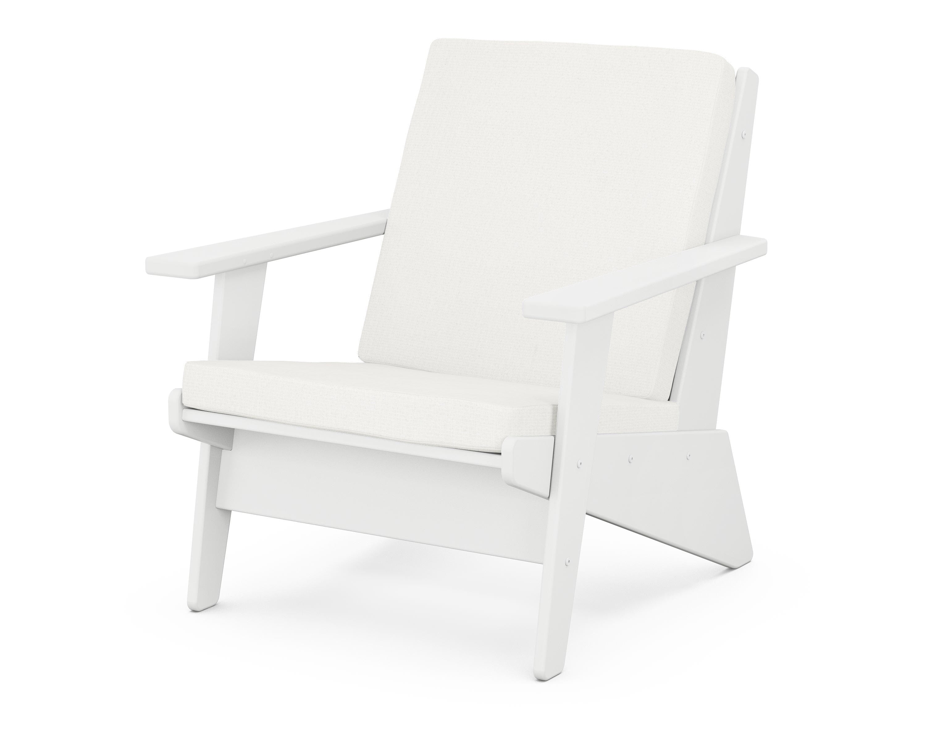 POLYWOOD® Riviera Modern Lounge Chair in White / Natural Linen
