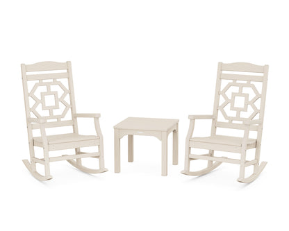 Martha Stewart by POLYWOOD® Chinoiserie 3-Piece Rocking Chair Set in Sand