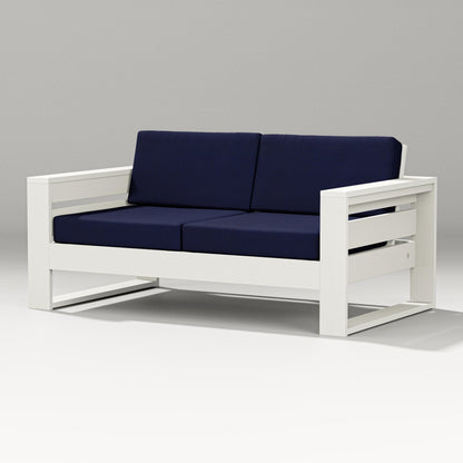 PW Designer Series Latitude Loveseat in Vintage White / Navy