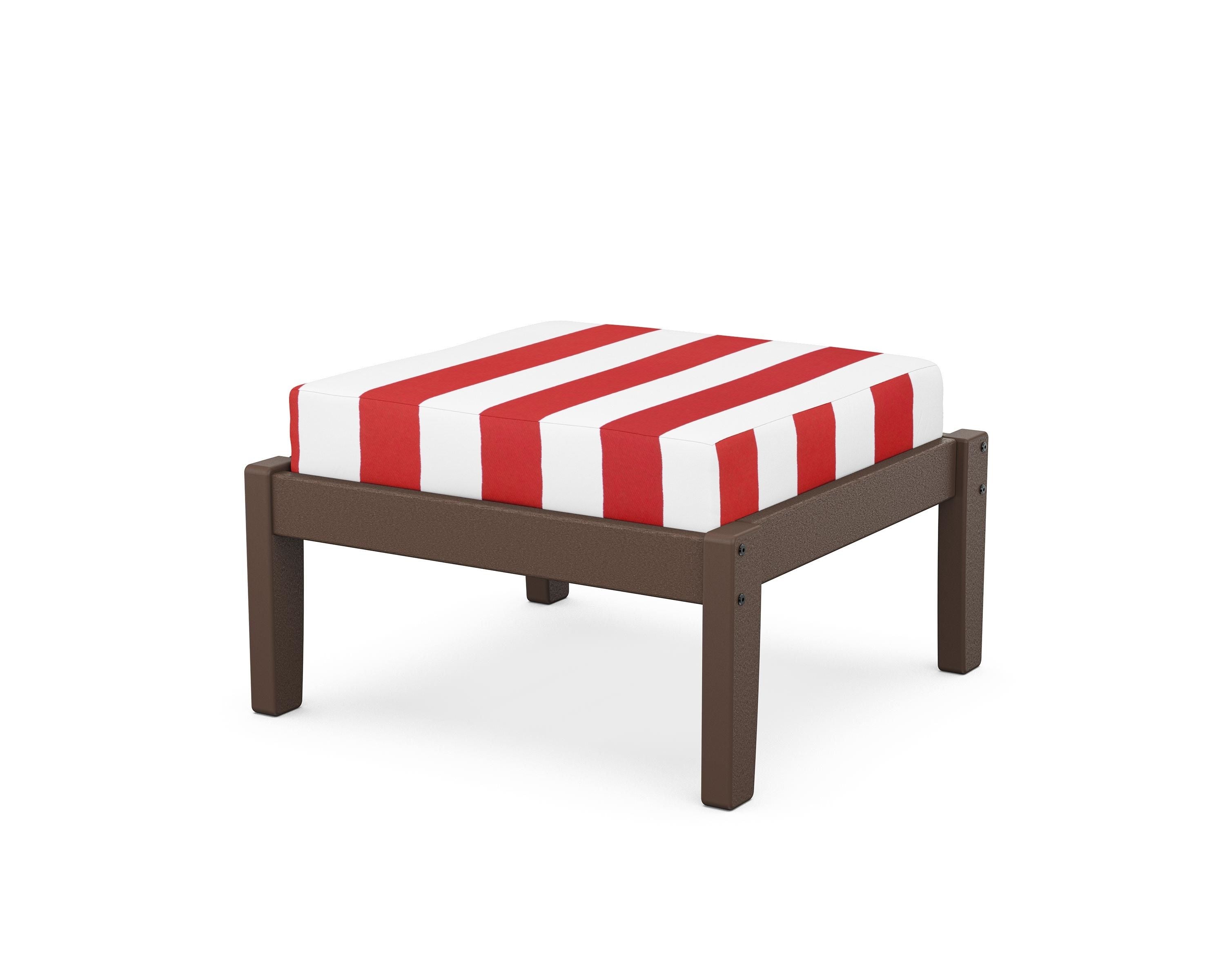 Unbranded Deep Seating Ottoman in Mahogany / Cabana Stripe Crimson