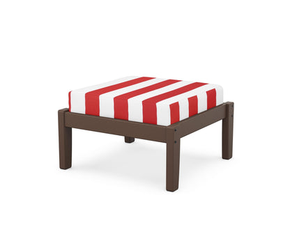 Unbranded Deep Seating Ottoman in Mahogany / Cabana Stripe Crimson