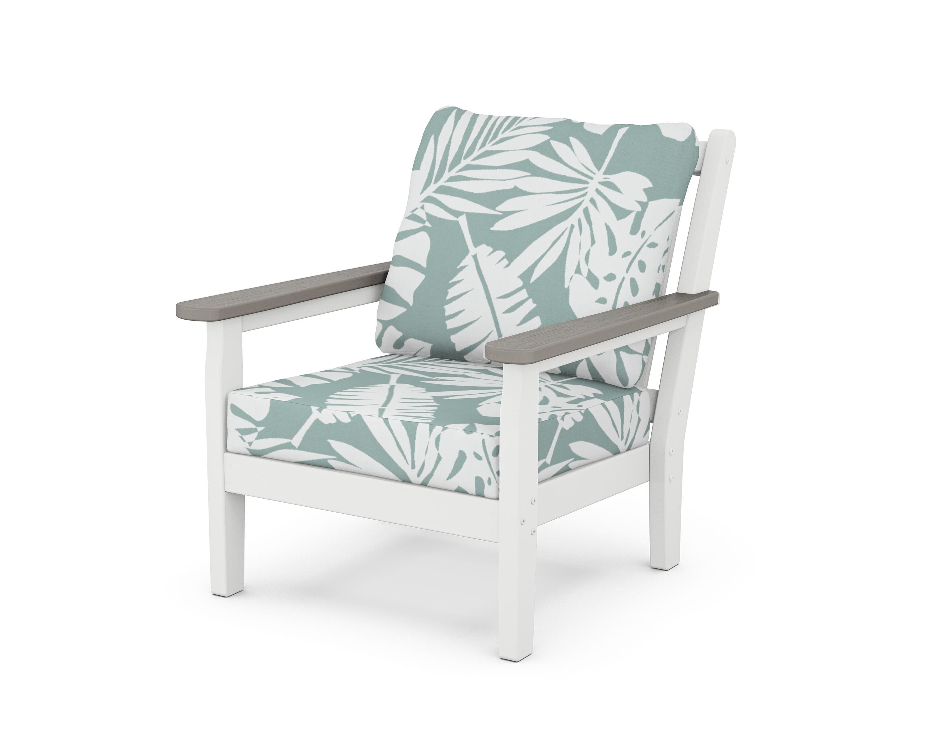 POLYWOOD® Chippendale Deep Seating Chair in White / Driftwood / Leaf Glacier Spa