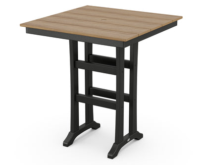 POLYWOOD® Farmhouse Trestle 37" Bar Table in Black / Natural