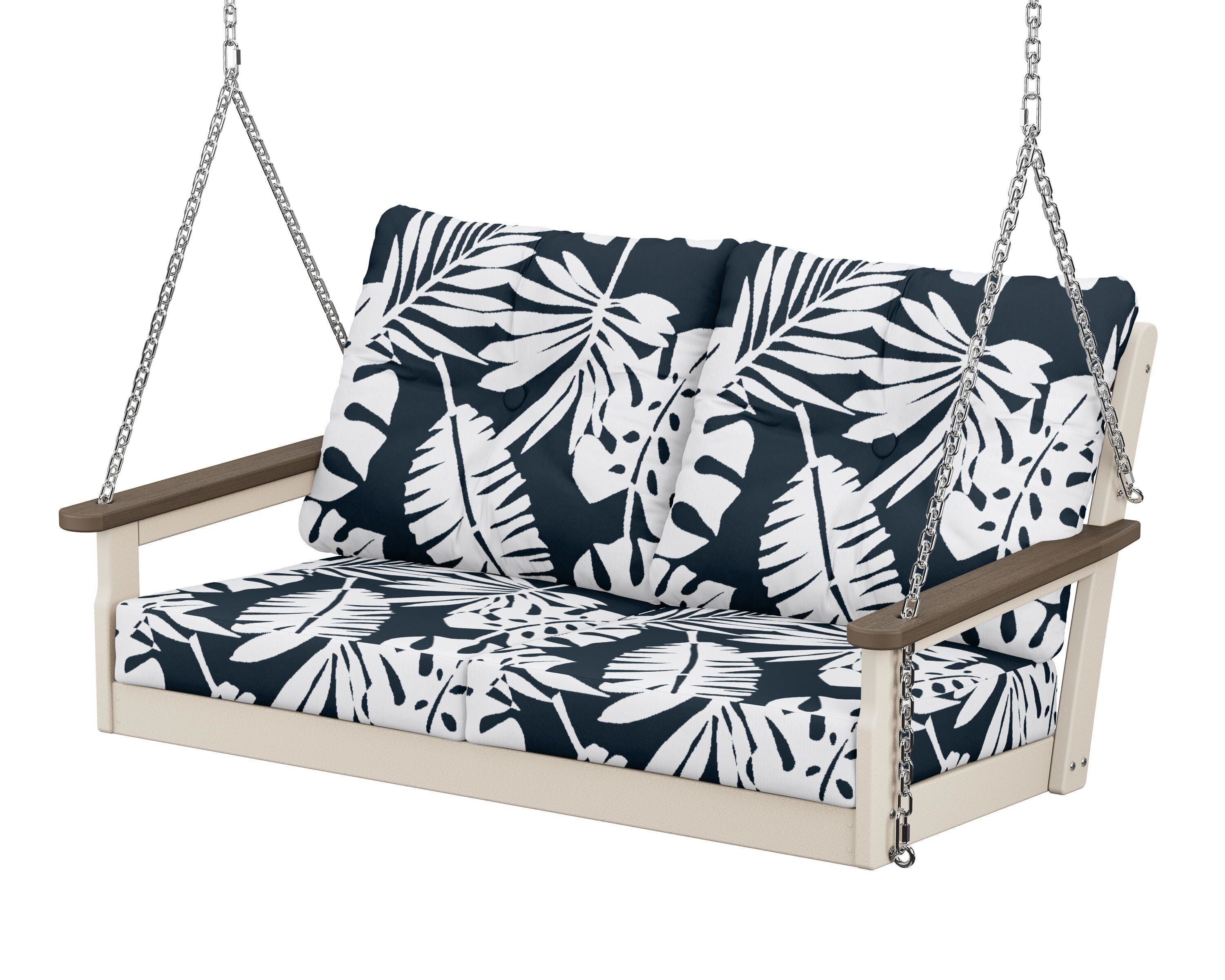 POLYWOOD® Vineyard Deep Seating Swing in Sand / Kona / Leaf Marine Indigo