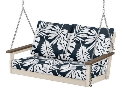 POLYWOOD® Vineyard Deep Seating Swing in Sand / Kona / Leaf Marine Indigo