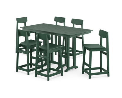 POLYWOOD® Modern Studio Urban Bar Chair 7-Piece Set in Green