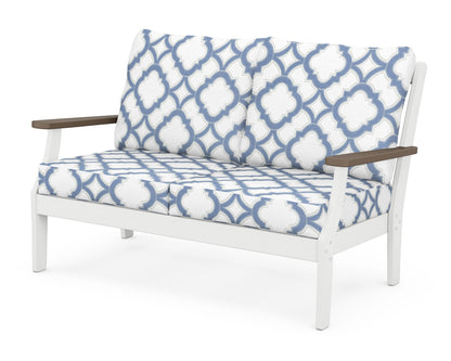 POLYWOOD® Braxton Deep Seating Loveseat in White / Kona / Trellis Sky Blue