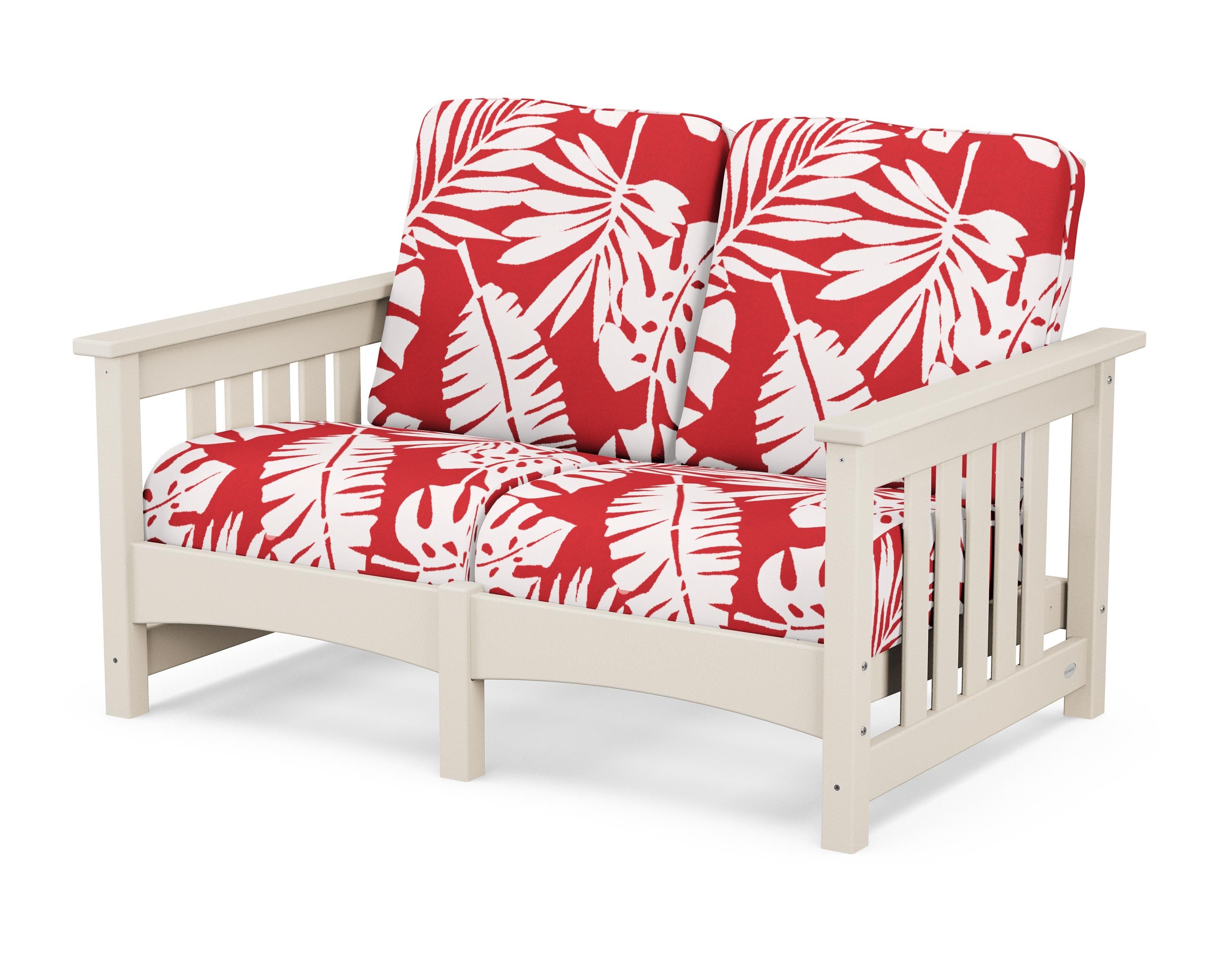 POLYWOOD® Club Mission Loveseat in Sand / Leaf Crimson