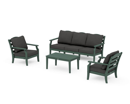 Draper James™ by  POLYWOOD® Savannah 4-Piece Deep Seating Set with Sofa in Green / Spectrum Carbon