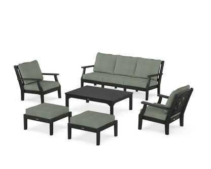 Martha Stewart by POLYWOOD® Chinoiserie 6-Piece Lounge Sofa Set in Black / Cast Sage