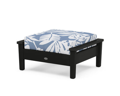 POLYWOOD® Prescott Deep Seating Ottoman in Black / Leaf Sky Blue
