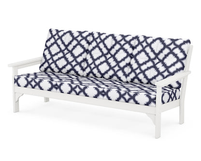 POLYWOOD® Vineyard Deep Seating Sofa in Vintage White / Trellis Navy