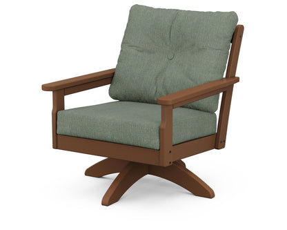POLYWOOD® Vineyard Deep Seating Swivel Chair in Teak / Cast Sage
