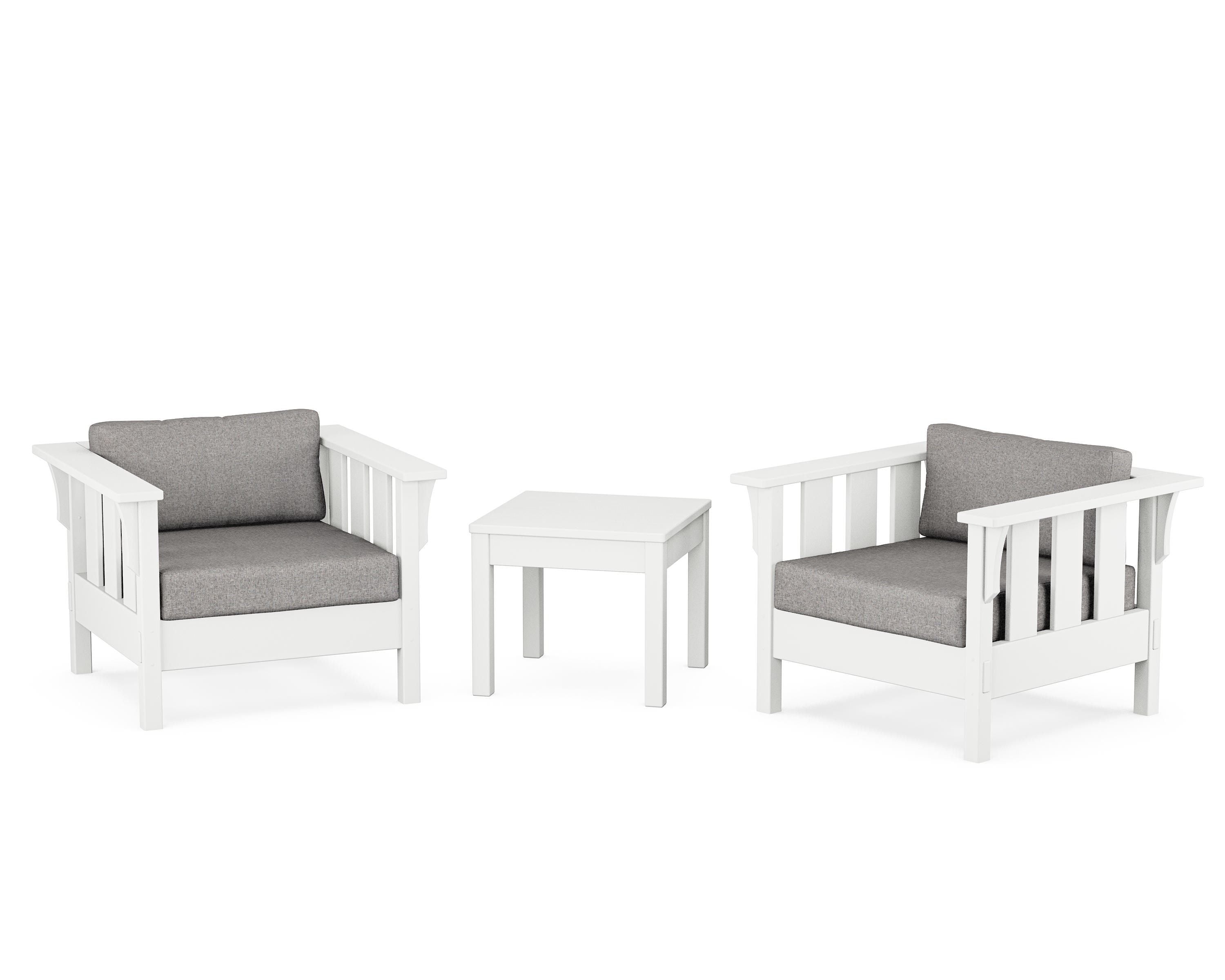 Martha Stewart by POLYWOOD® Acadia 3-Piece Deep Seating Set in White / Grey Mist