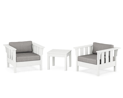 Martha Stewart by POLYWOOD® Acadia 3-Piece Deep Seating Set in White / Grey Mist