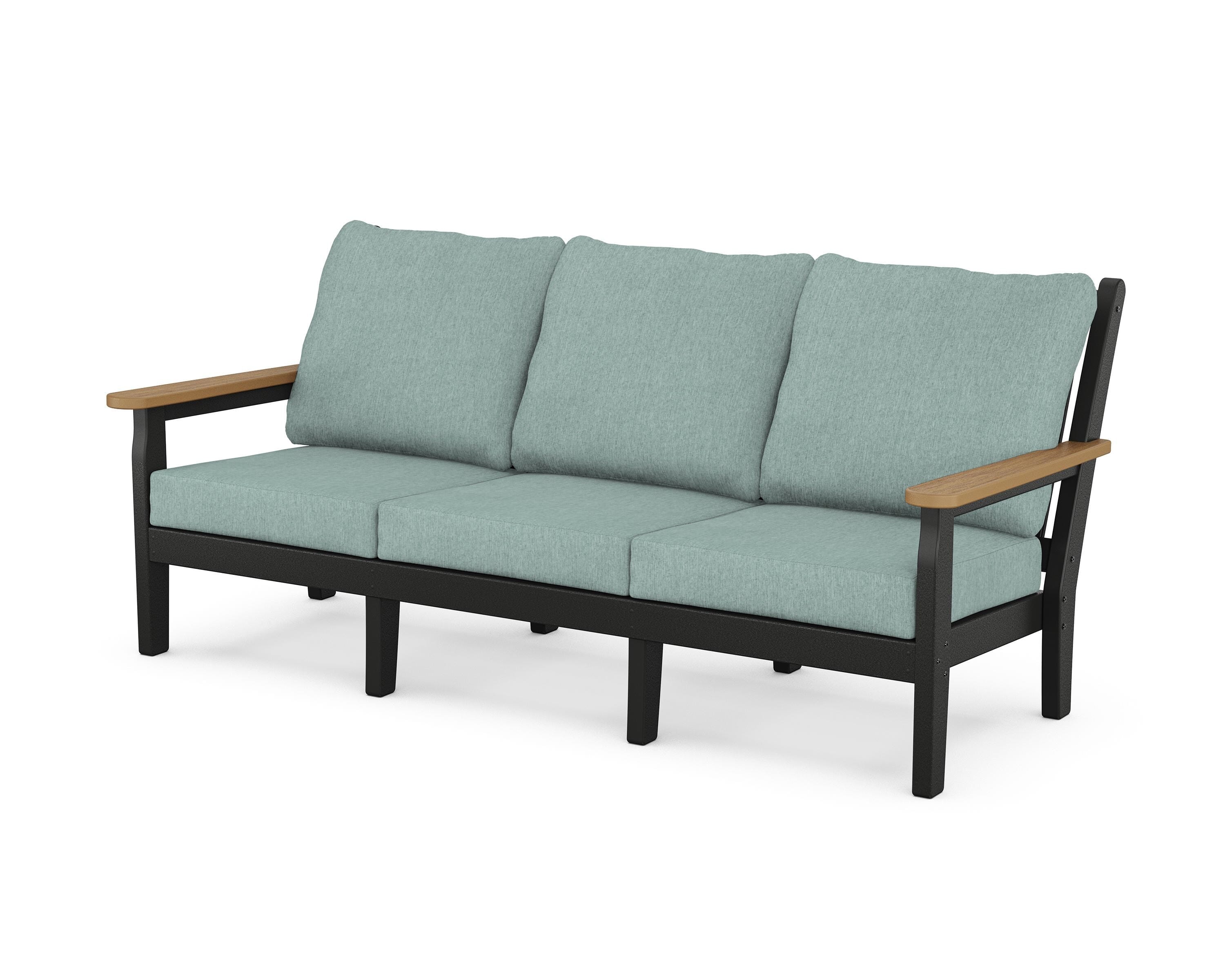 POLYWOOD® Chippendale Deep Seating Sofa in Black / Natural / Glacier Spa