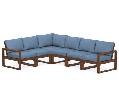POLYWOOD® EDGE 6-Piece Modular Deep Seating Set in Teak / Sky Blue