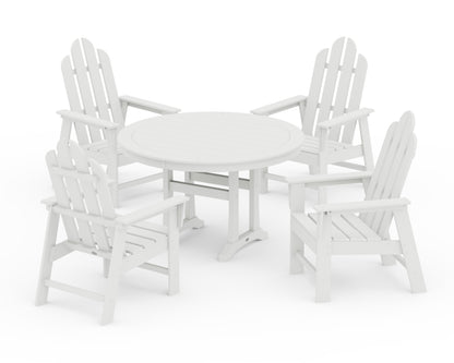 POLYWOOD® Long Island 5-Piece Round Dining Set with Trestle Legs in White