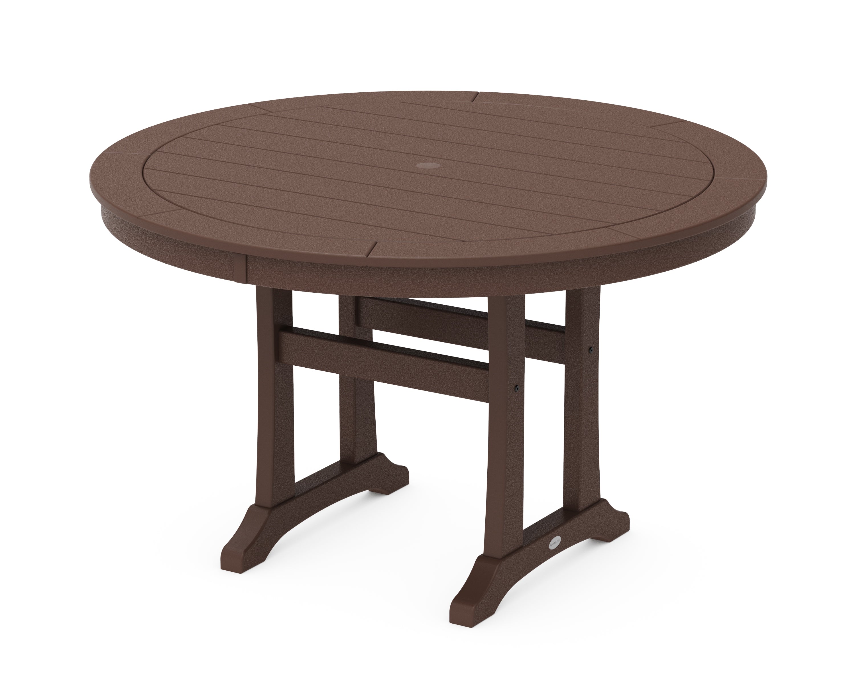 POLYWOOD® Nautical Trestle 48" Round Dining Table in Mahogany