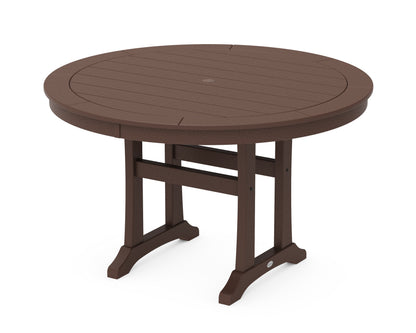 POLYWOOD® Nautical Trestle 48" Round Dining Table in Mahogany